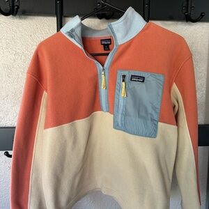 Patagonia Orange and Blue Fleece Pullover